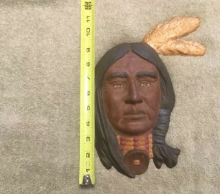 VINTAGE AMERICAN INDIAN BRAVE CAST IRON WALL PLAQUE RARE 3