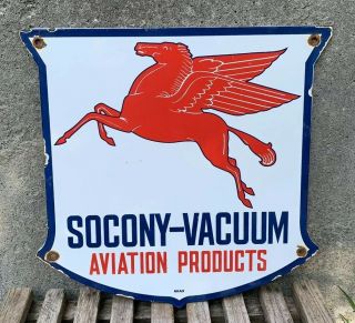 Vintage Socony - Vacuum Porcelain Gas Station Pump Sign