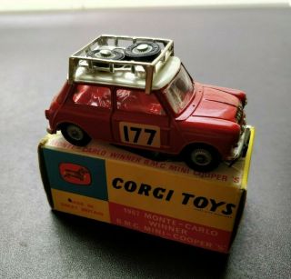 Vintage 1967 Corgi 339 Mini Cooper B.  M.  C.  " S " Monte - Carlo Winner In Orig.  Box