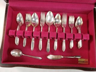 54 Piece Set FANTASY 1941 by Tudor Plate Oneida Community Flatware w/ case 2