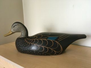 Black Duck Decoy,  Solid Wood,  Carved By Lisa Byrd.