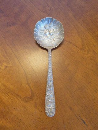 Antique S.  Kirk & Son Sterling Silver Repousse Fruit Berry Nut Serving Spoon