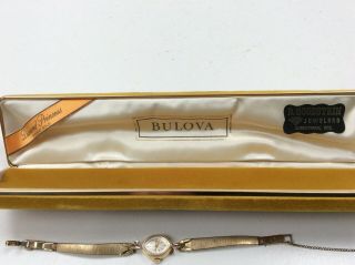 Vintage Bulova Diamond Princess 14K Gold Ladies Watch w/Case 6