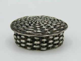 Vintage Woven Sterling Silver Pillbox Made In Mexico