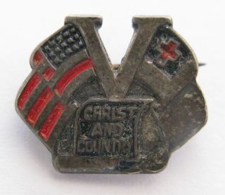 Vintage Wwii Christ And Country Sterling Silver Victory Lapel Pin;h393