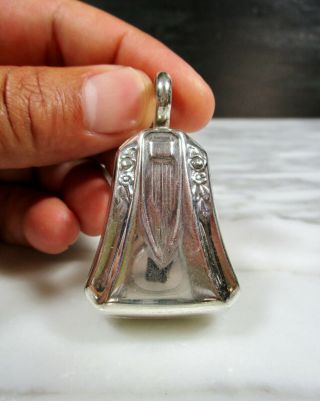 ANTIQUE ART NOUVEAU / DECO EMBOSSED SOLID STERLING SILVER BELL BABY RATTLE 18.  5g 2