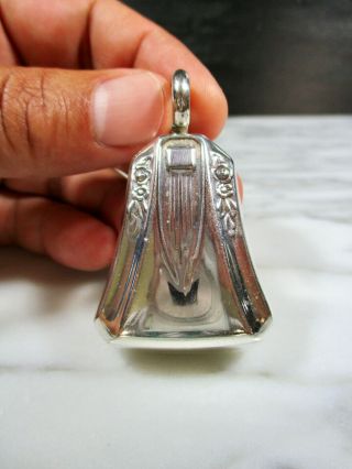 ANTIQUE ART NOUVEAU / DECO EMBOSSED SOLID STERLING SILVER BELL BABY RATTLE 18.  5g 4