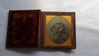 Amber Type Vintage Victorian Antique Photograph In Book Frame