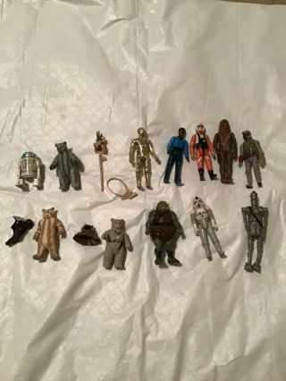 Vintage Star Wars Action Figures Ewoks,  R2 - D2,  C3 - Po,  Chewbacca Kenner
