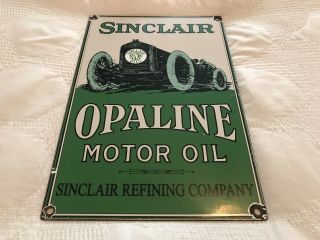 Vintage Sinclair Motor Oil Porcelain Sign,  Pump,  Gas Station,  Rack Plate Opaline