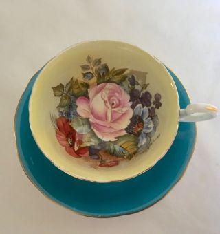 Vintage Art Deco Aynsley Porcelain J.  A Bailey Signed Roses Flowers Cup & Saucer