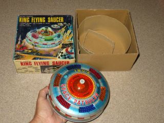 Nos Vintage 1960 Tin Litho Battery Op Ko King Flying Saucer W/box Mib