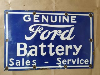 Ford Battery Vintage Porcelain Sign 23 X 15 Inches