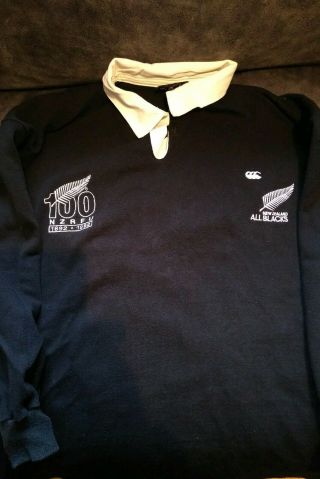 Vintage Zealand 100 Year Anniversary All Blacks Rugby Shirt Size L