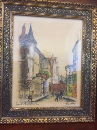 French Artist Barday Lithographs In Vintage Frames 2