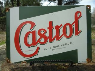 Old Vintage Castrol Motor Oil Porcelain Gas Station Sign