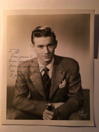 Roddy Mcdowall Rare Early Vintage Autographed Photo 1940s Lassie Apes