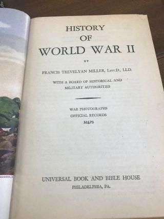 HISTORY OF WW 2 / 1945 ARMED SERVICES EDITION / 1st Edition / F.  MILLER 4