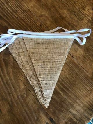 Fabric Hessian Handmade Vintage Bunting.  Weddings,  Country Floral