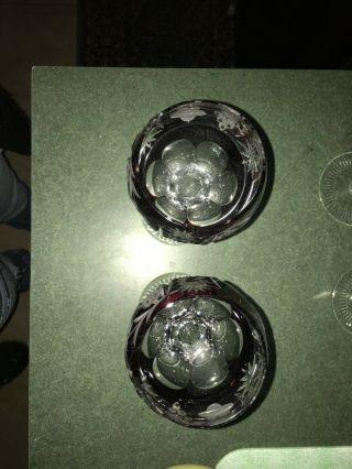 Vintage Hungarian Cut 24 Lead Crystal Wine Goblets Set of 7 2