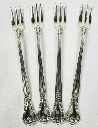 4 Vintage Gorham Sterling Seafood Cocktail Forks Chantilly 5.  5 " No Mono