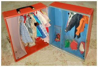 1959 - 64 Vintage Barbie & Ken Doll Clothes,  1964 Red Carrying Case