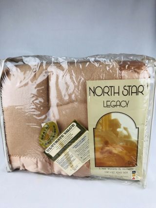 Vintage Thermal Blanket Tan Brown 100 Acrylic Nylon 108x90 Nos King Loom Woven