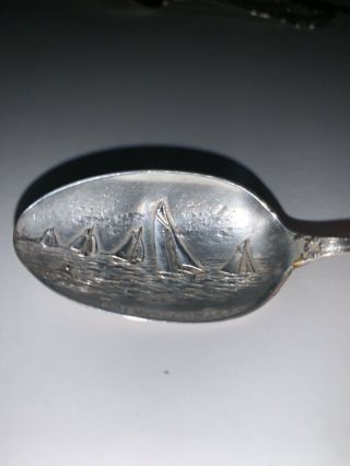 Sterling Silver Collector ' s Spoons 4 with Ornate Designs in Scoups. 2