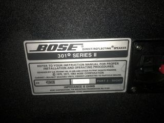 VINTAGE BOSE 301 SERIES II DIRECT/REFLECTING SPEAKERS SET 8