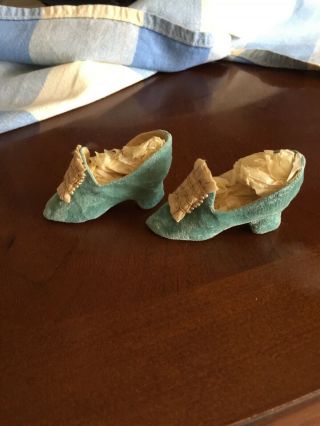 ANTIQUE FRENCH DOLLS SHOES Seed Pearls & Silk 2
