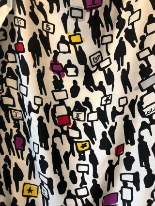 Rare 100 Authentic Chanel Paris White People Print Scarf Made In Italy