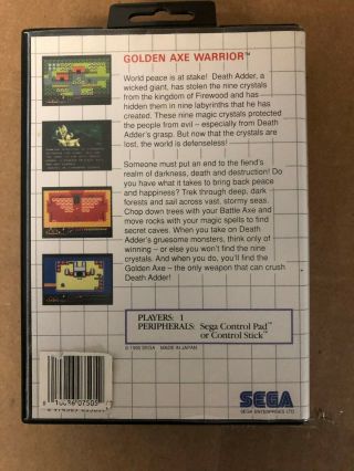 Golden Axe Warrior (Sega Master,  1991) CIB - RARE UPC 3