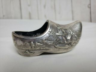 Silver Dutch Shoe/clog With 3d Scenery Of Windmill And Farm,  Hallmarked