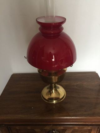 Vintage Aladdin 23 Oil Lamp With Ruby Red Shade Glass