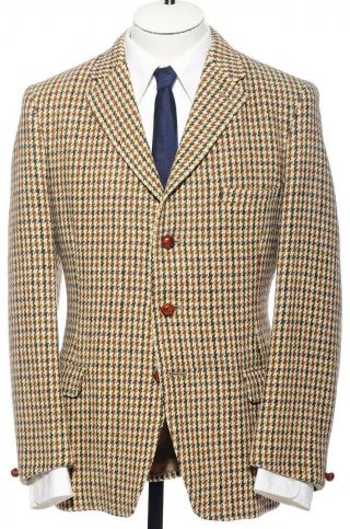 39r Vintage Harris Tweed Wool Three - Button Striped Sport Coat Blazer Jacket S M