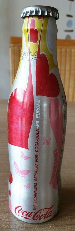 Coca Cola Alu Bottle M5 Love Europe From Belgium.  Full Bottle.  Rare Version