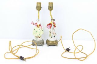 Maruyama Occupied Japan Vintage Figural Set Of 2 Lamps Couple Romantic