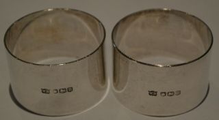 2 Solid Silver Napkin Rings Sheffield 1944 Heavy
