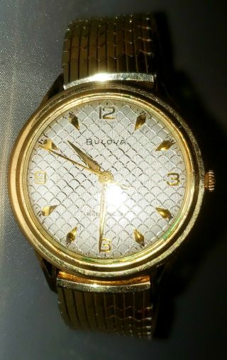 Vintage Bulova 10k R.  G.  P.  Gold Bezel Mechanical Wrist Watch Stunning Watch Thin