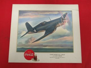 Wwii Us Army Ac Coca Cola Patriotic Aircraft Poster F4u - 1 11 - 3/4 " X 13 - 3/4 ".