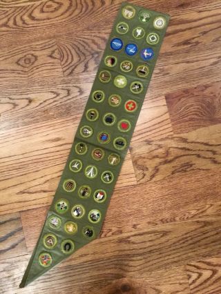 Vintage Boy Scout Sash With 52 Merit Badges