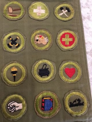 Vintage Boy Scout Sash With 52 Merit Badges 3
