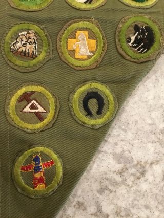 Vintage Boy Scout Sash With 52 Merit Badges 6
