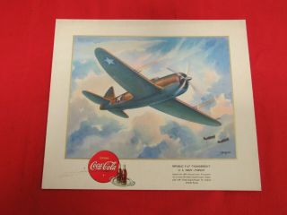 Wwii Us Army Ac Coca Cola Patriotic Aircraft Poster P - 47 Size 11 - 3/4 " X 13 - 3/4 ".