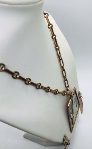 Vtg Casa Maya Mexico Copper Brass Black Enamel Large Pendant/Dangle Earrings 3