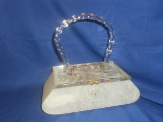 Patricia of Miami Lucite Purse Vintage 1950 ' s mother of pearl pattern 2