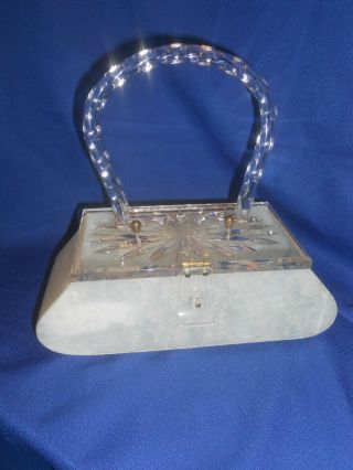 Patricia of Miami Lucite Purse Vintage 1950 ' s mother of pearl pattern 3