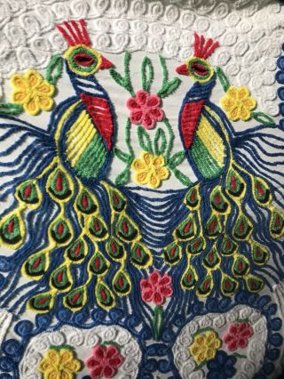 Vintage 1930’s Handmade Chenille Peacock Bedspread.  Full Size 5