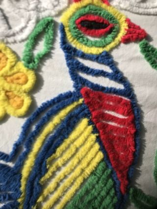 Vintage 1930’s Handmade Chenille Peacock Bedspread.  Full Size 6