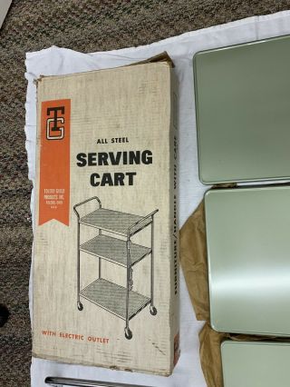 VTG Metal Three Shelf Bar Tea Serving Rolling Utility Cart (electric Option) NOS 4